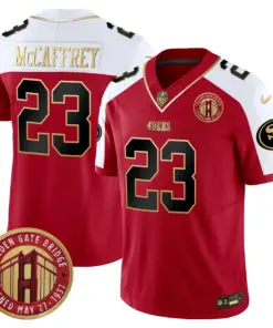 Christian McCaffrey San Francisco 49ers Nike Golden Gate Bridge Patch Vapor Limited Stitched Jersey - Anthracite - Image 41