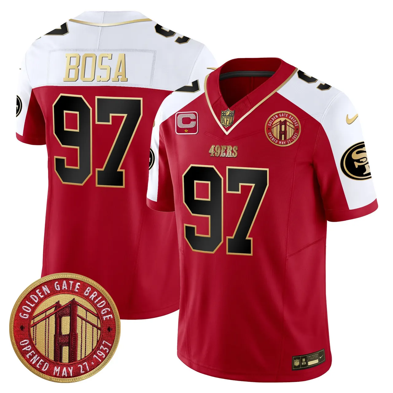 Christian McCaffrey San Francisco 49ers Nike Golden Gate Bridge Patch Vapor Limited Stitched Jersey - Anthracite - Image 47