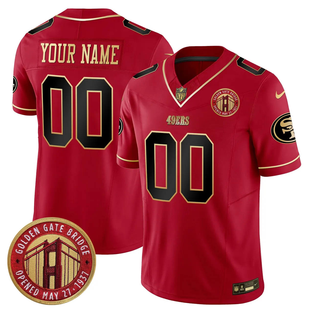 San Francisco 49ers Nike Golden Gate Bridge Patch Vapor Custom Limited Stitched Jersey - Anthracite - Image 3