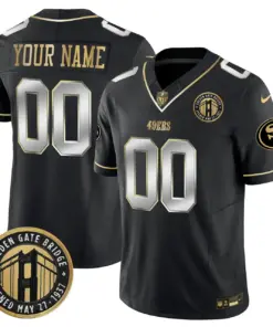 San Francisco 49ers Nike Golden Gate Bridge Patch Vapor Custom Limited Stitched Jersey - Anthracite - Image 4