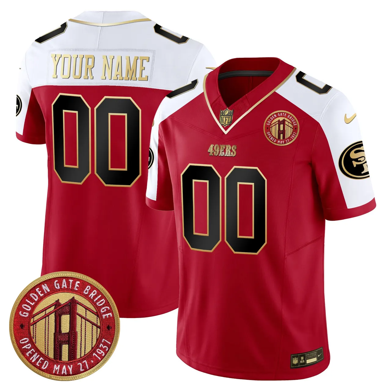 San Francisco 49ers Nike Golden Gate Bridge Patch Vapor Custom Limited Stitched Jersey - Anthracite - Image 5