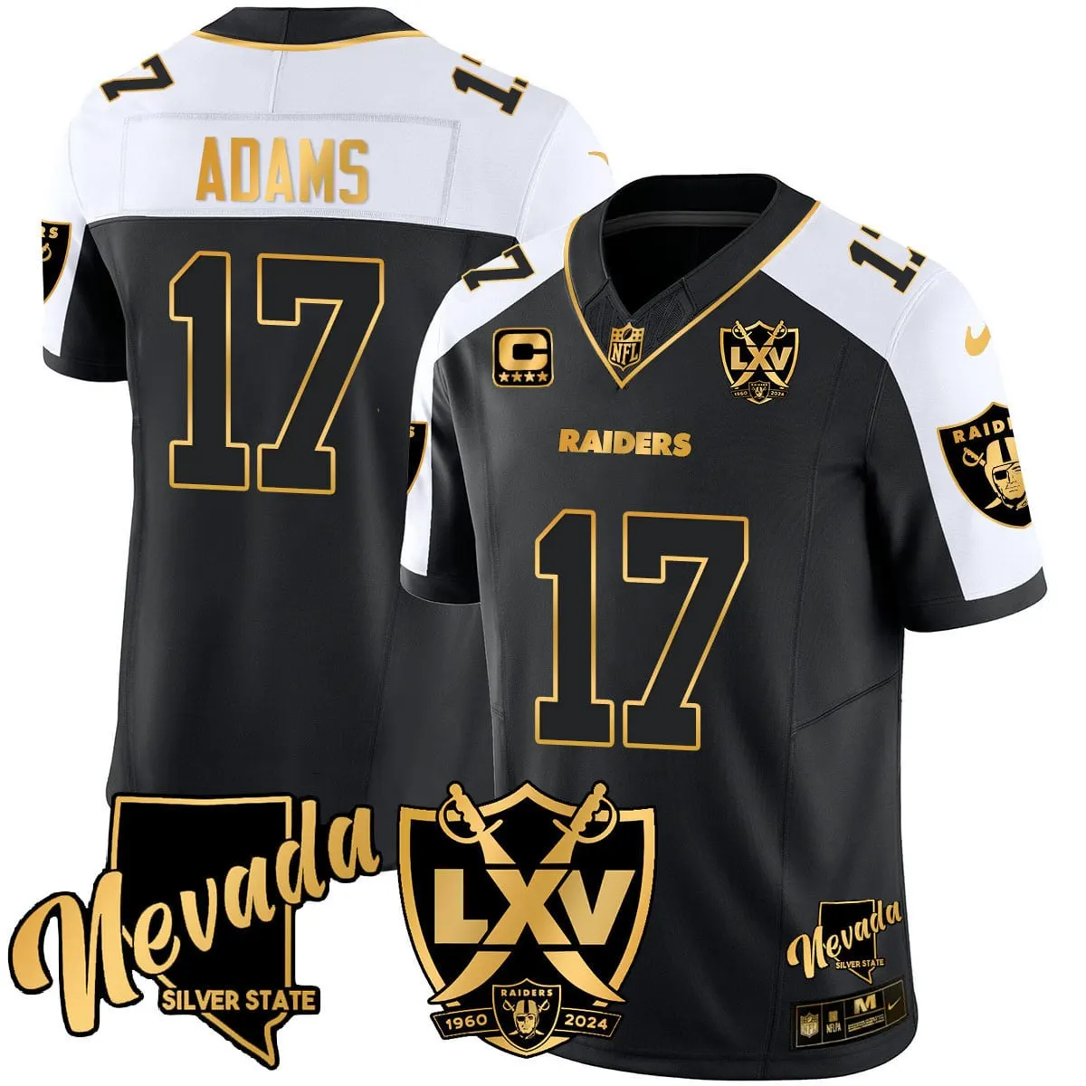 Las Vegas Raiders Nike 2024 65th Anniversary Vapor Limited Stitched Jersey - Black - Image 2