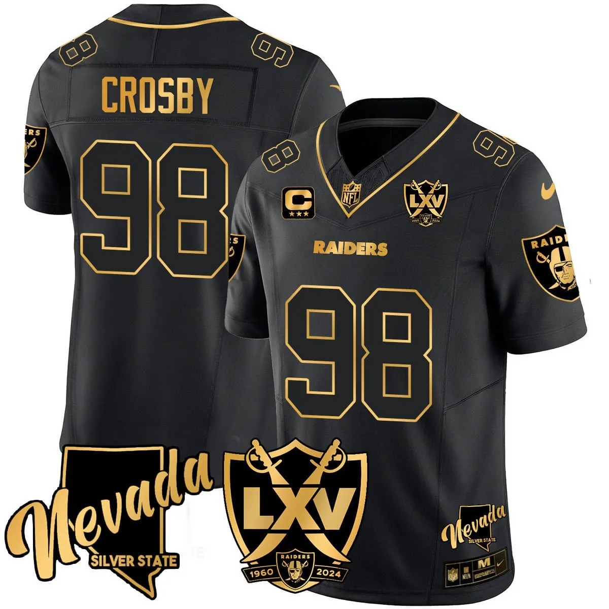Las Vegas Raiders Nike 2024 65th Anniversary Vapor Limited Stitched Jersey - Black - Image 4