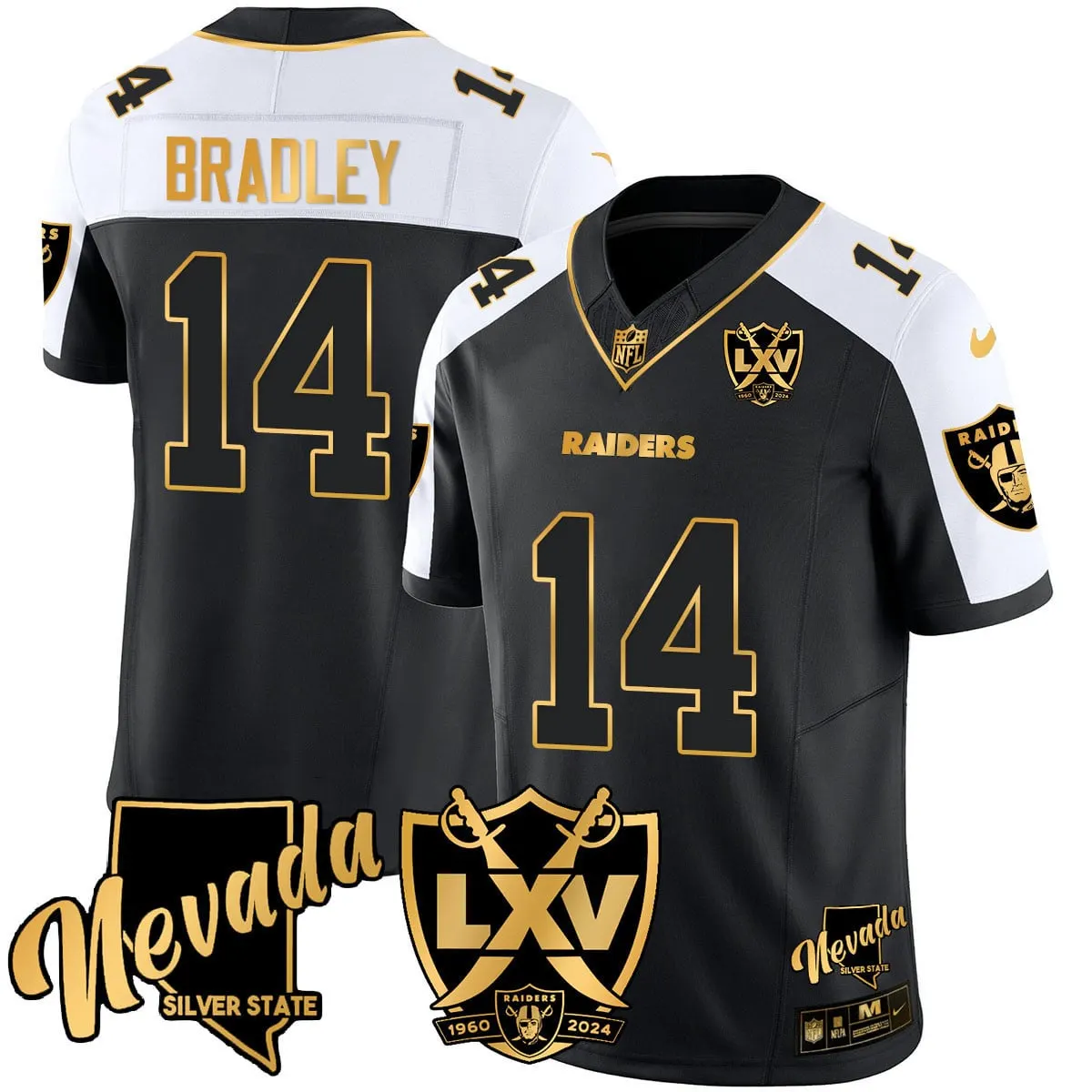 Las Vegas Raiders Nike 2024 65th Anniversary Vapor Limited Stitched Jersey - Black - Image 5