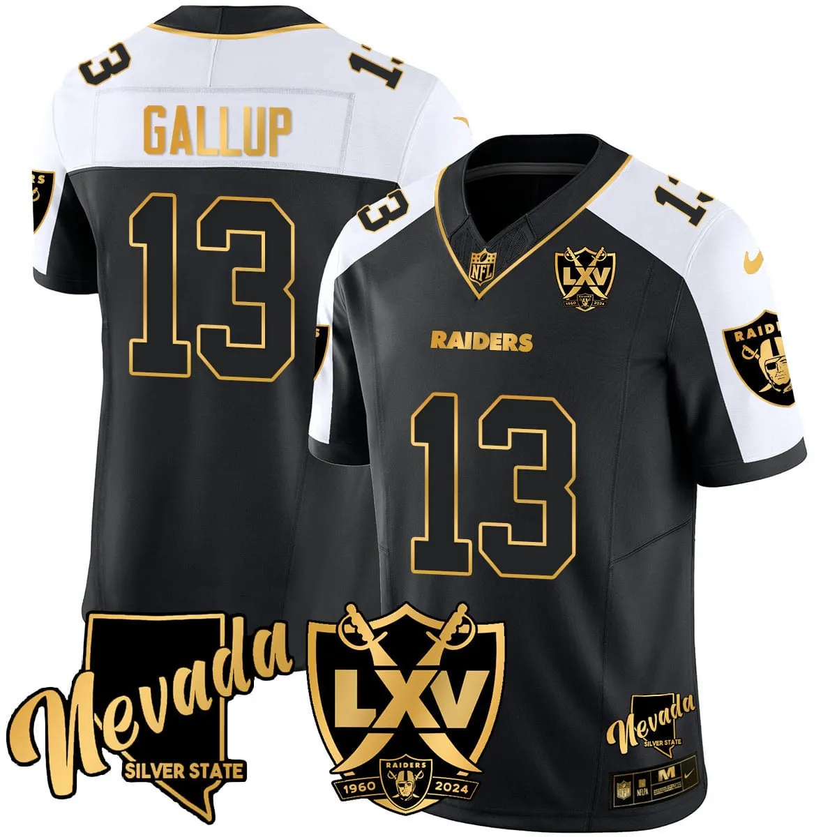Las Vegas Raiders Nike 2024 65th Anniversary Vapor Limited Stitched Jersey - Black - Image 6