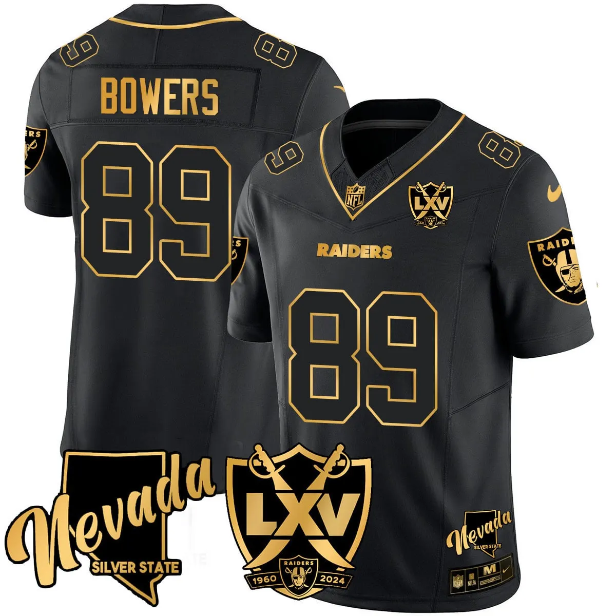 Las Vegas Raiders Nike 2024 65th Anniversary Vapor Limited Stitched Jersey - Black - Image 8