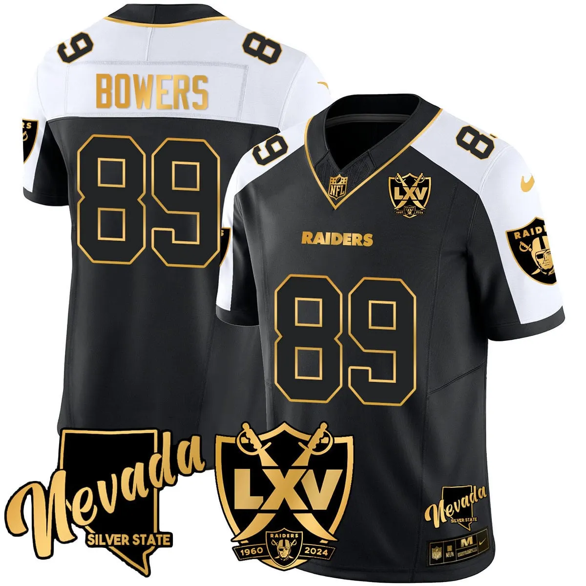 Las Vegas Raiders Nike 2024 65th Anniversary Vapor Limited Stitched Jersey - Black - Image 9