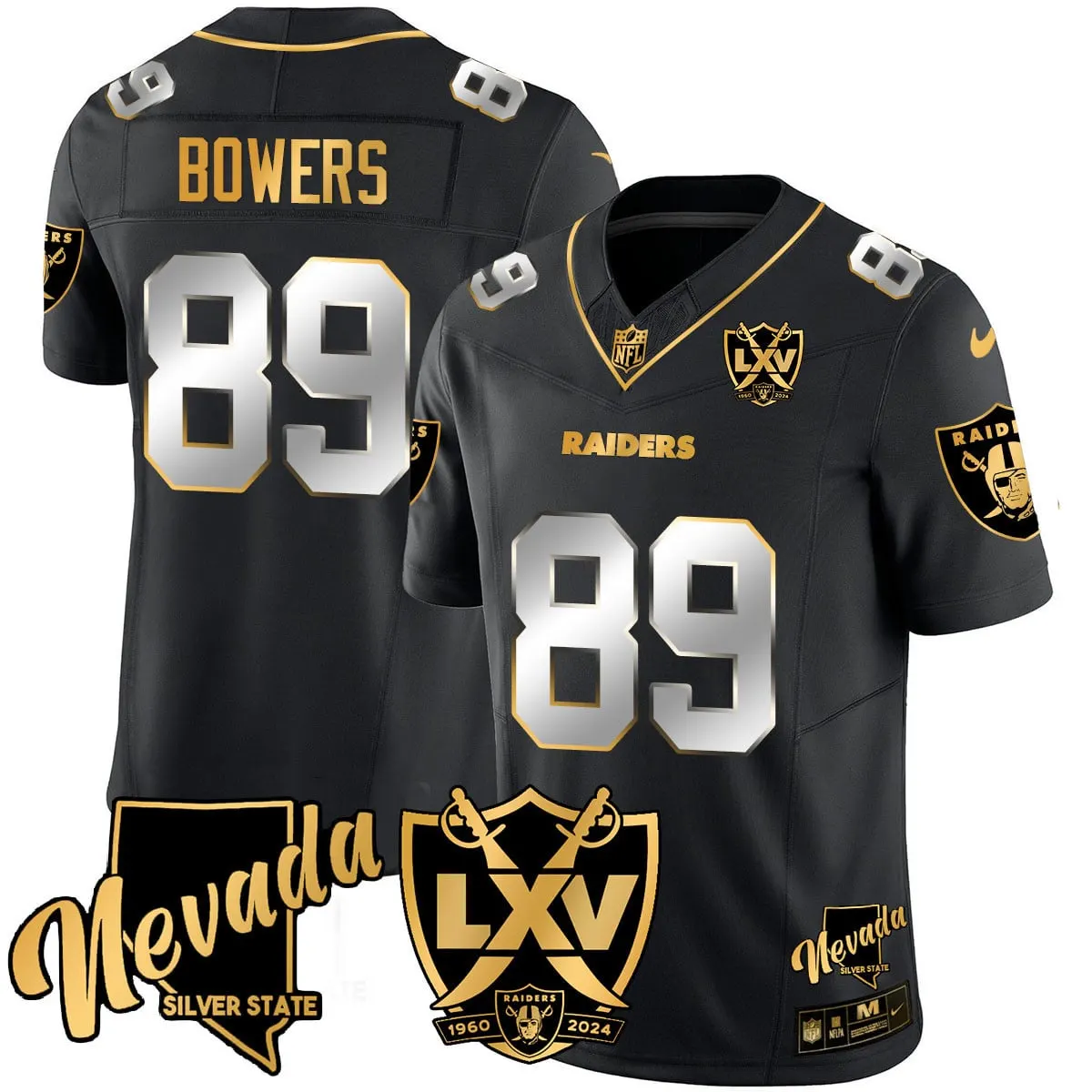 Las Vegas Raiders Nike 2024 65th Anniversary Vapor Limited Stitched Jersey - Black - Image 13