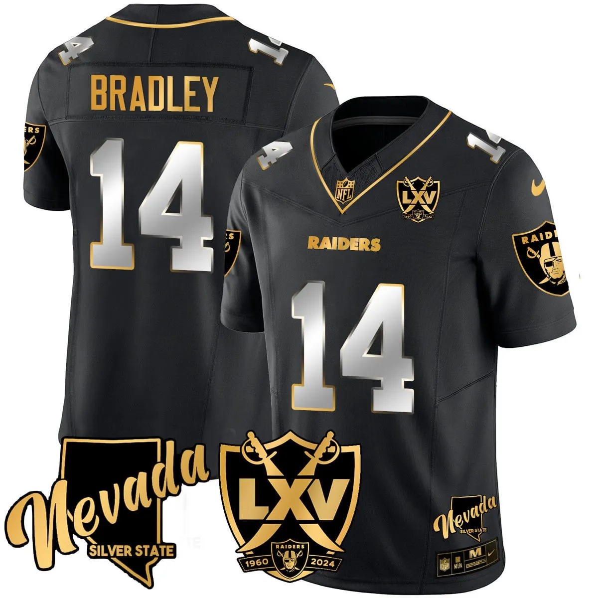 Las Vegas Raiders Nike 2024 65th Anniversary Vapor Limited Stitched Jersey - Black - Image 14