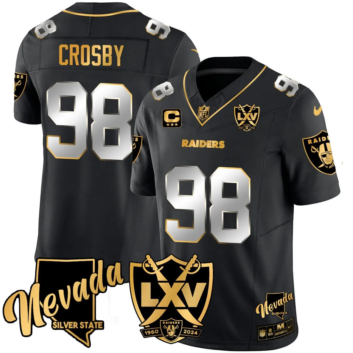 Las Vegas Raiders Nike 2024 65th Anniversary Vapor Limited Stitched Jersey - Black - Image 15