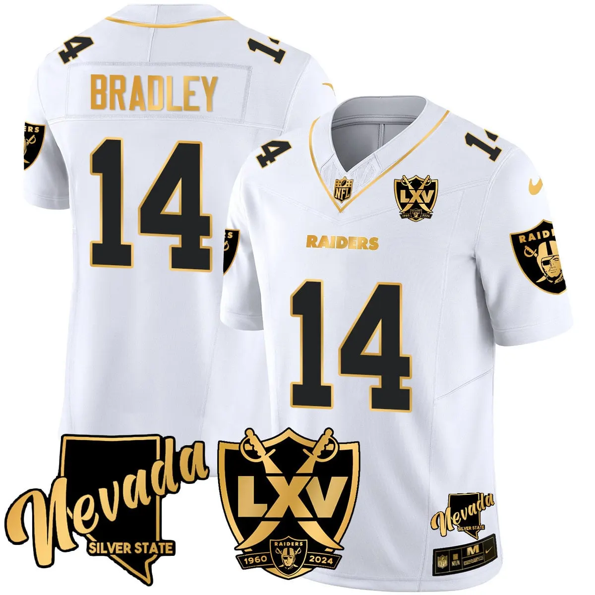 Las Vegas Raiders Nike 2024 65th Anniversary Vapor Limited Stitched Jersey - Black - Image 20