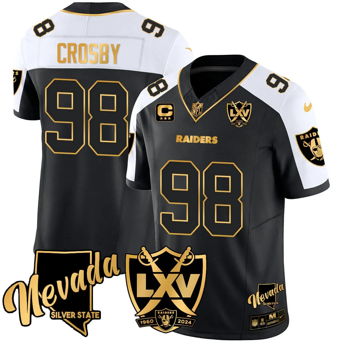 Las Vegas Raiders Nike 2024 65th Anniversary Vapor Limited Stitched Jersey - Black