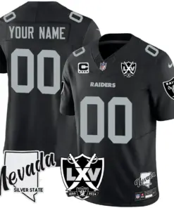 Alternative view of Las Vegas Raiders Nike 2024 65th Anniversary Vapor Custom Limited Stitched Jersey - Black