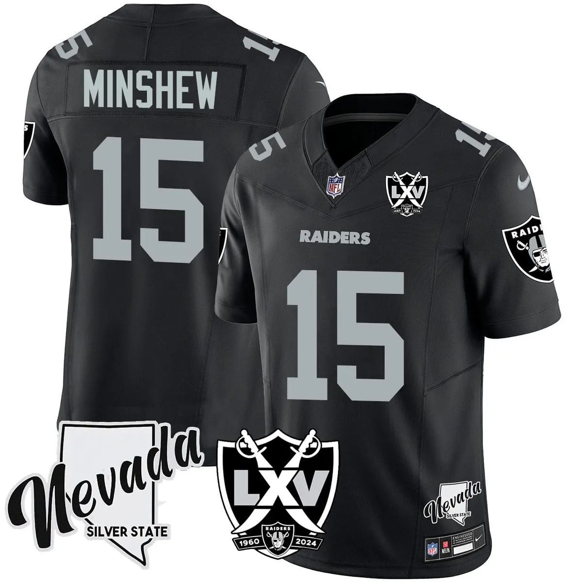 Las Vegas Raiders Nike 2024 65th Anniversary Vapor Limited Stitched Jersey - Silver - Image 3