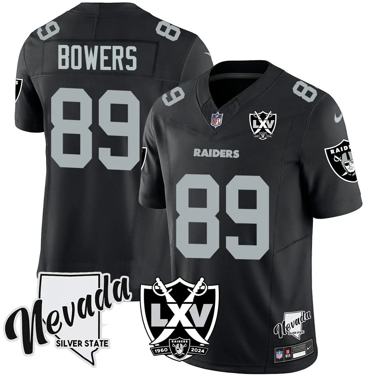 Las Vegas Raiders Nike 2024 65th Anniversary Vapor Limited Stitched Jersey - Silver - Image 5