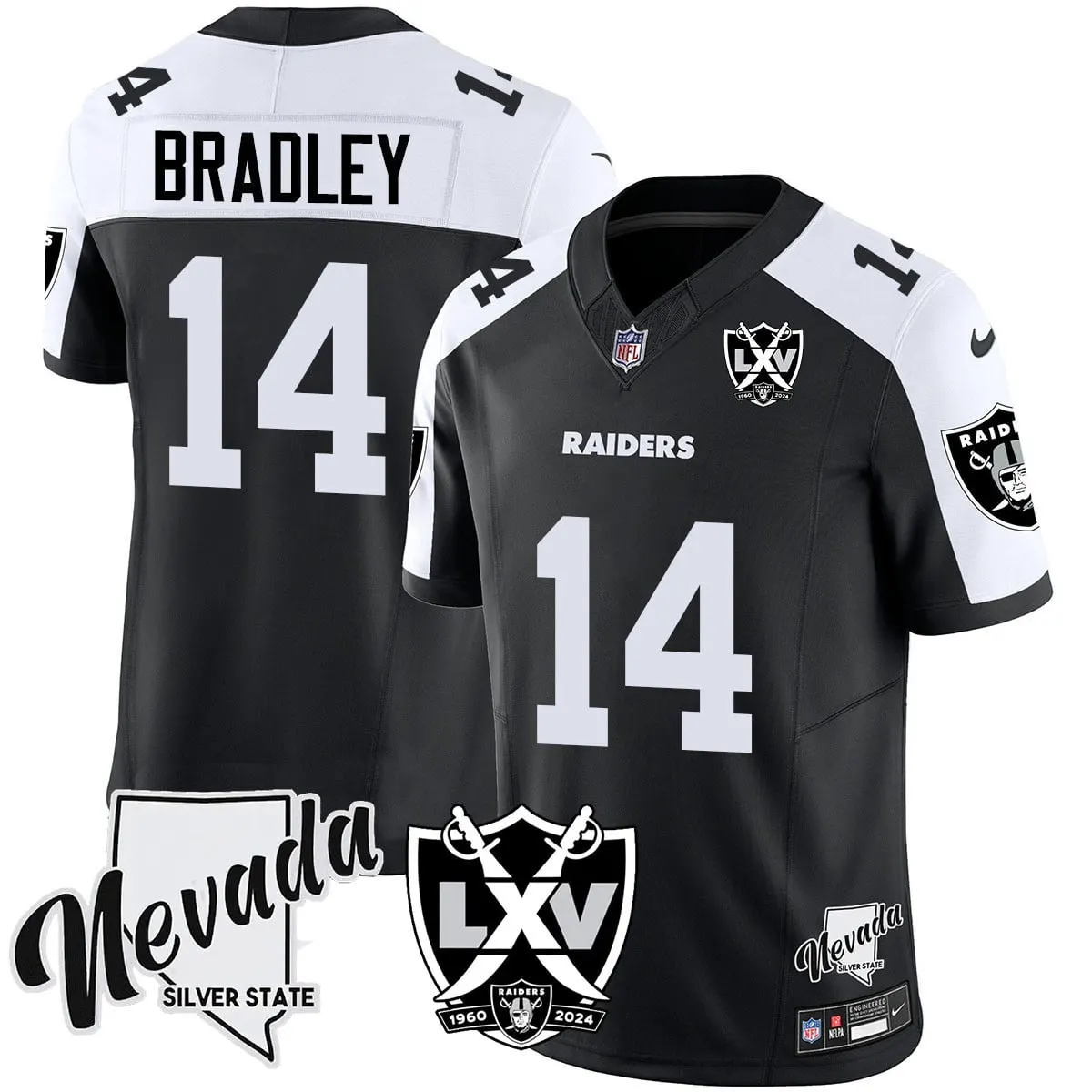 Las Vegas Raiders Nike 2024 65th Anniversary Vapor Limited Stitched Jersey - Silver - Image 8
