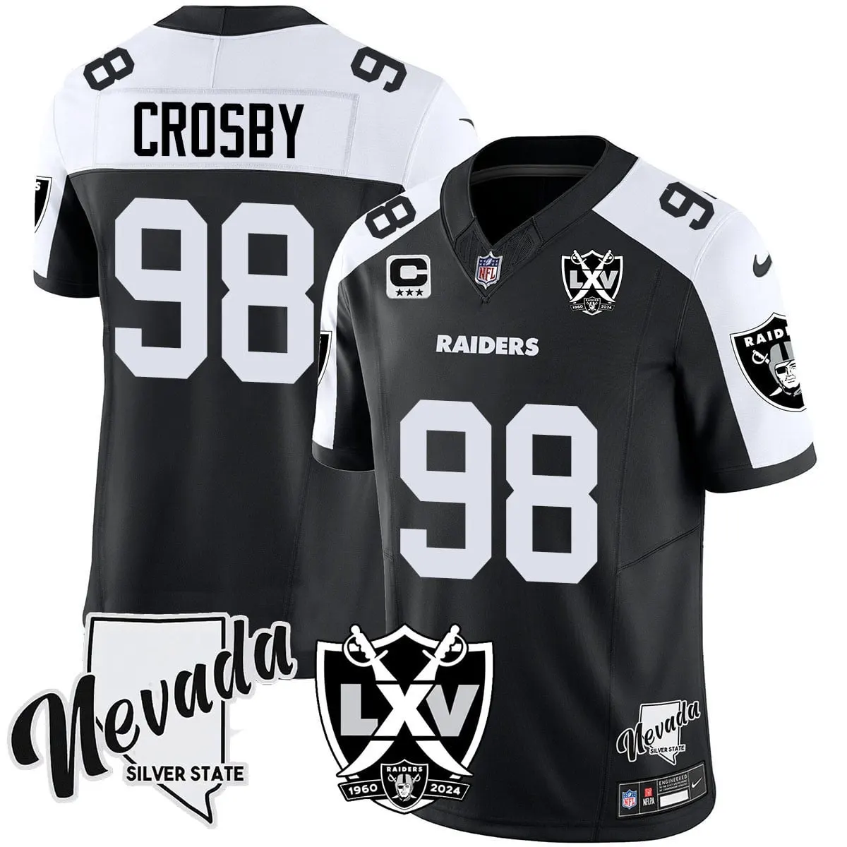 Las Vegas Raiders Nike 2024 65th Anniversary Vapor Limited Stitched Jersey - Silver - Image 9