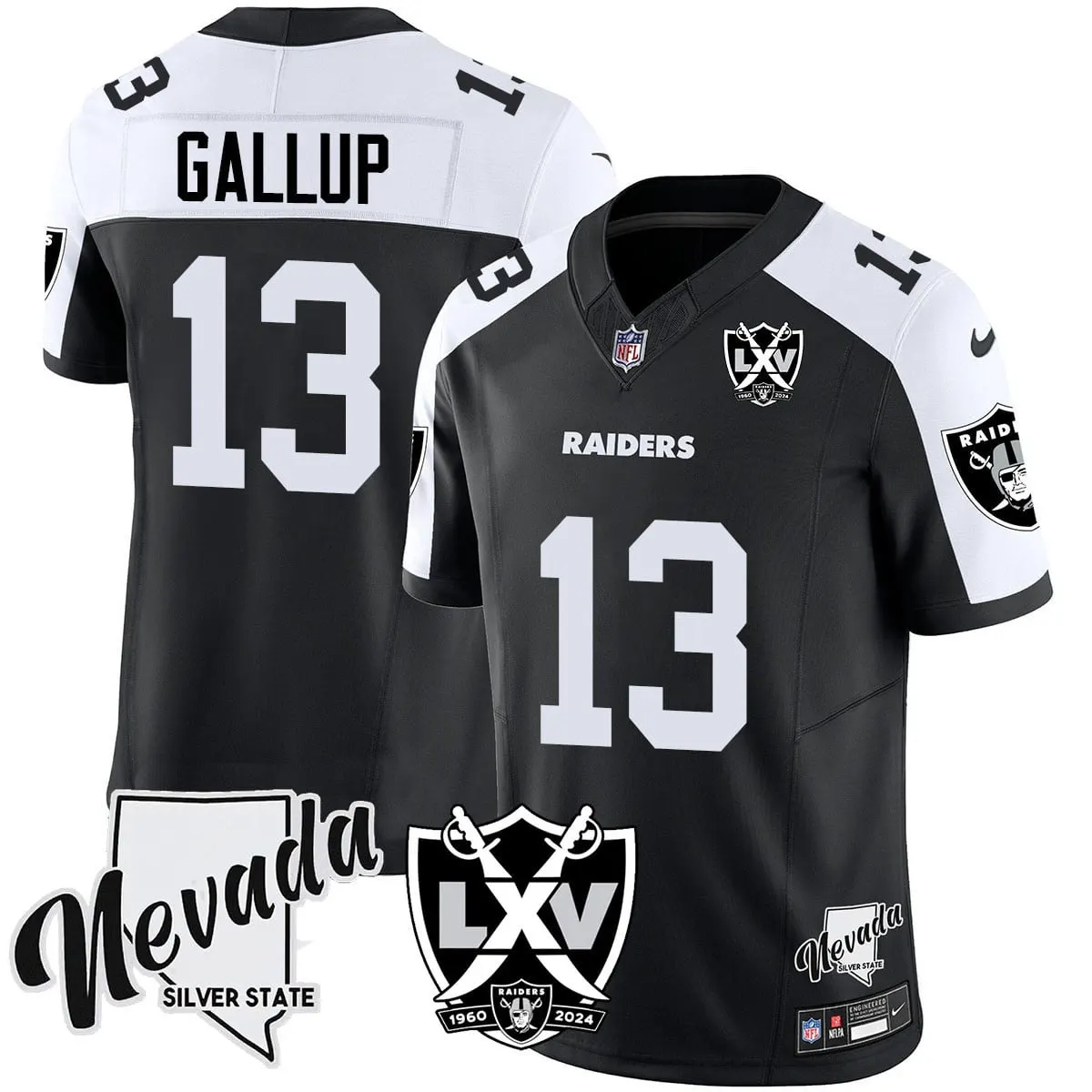 Las Vegas Raiders Nike 2024 65th Anniversary Vapor Limited Stitched Jersey - Silver - Image 10