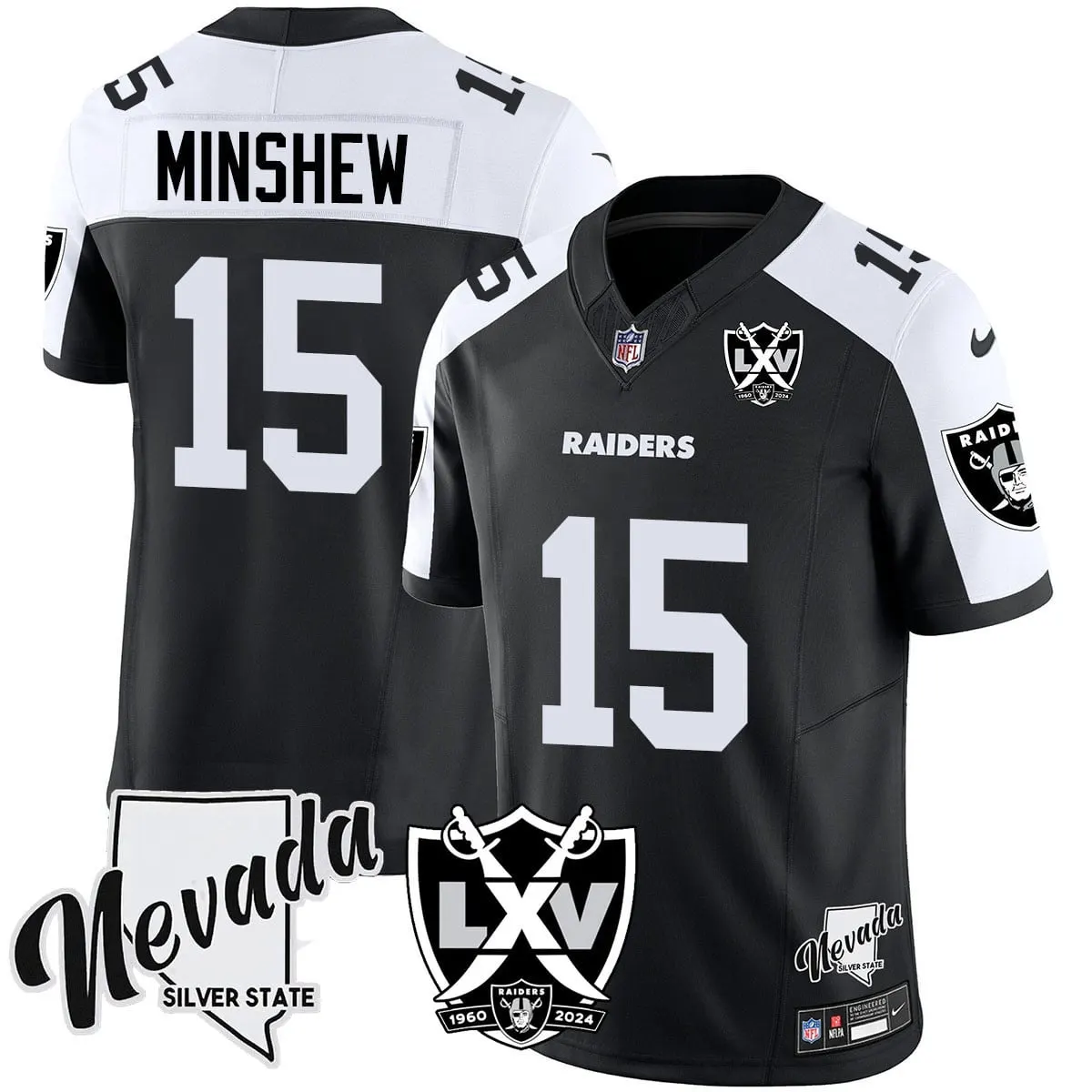 Las Vegas Raiders Nike 2024 65th Anniversary Vapor Limited Stitched Jersey - Silver - Image 11