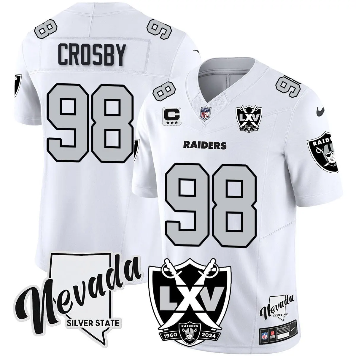 Las Vegas Raiders Nike 2024 65th Anniversary Vapor Limited Stitched Jersey - Silver - Image 22