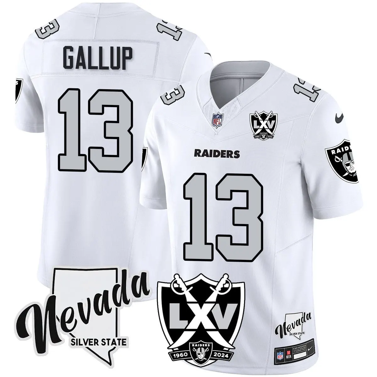 Las Vegas Raiders Nike 2024 65th Anniversary Vapor Limited Stitched Jersey - Silver - Image 23