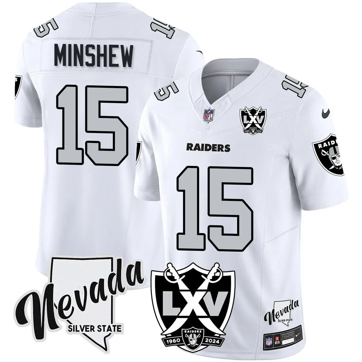 Las Vegas Raiders Nike 2024 65th Anniversary Vapor Limited Stitched Jersey - Silver - Image 24