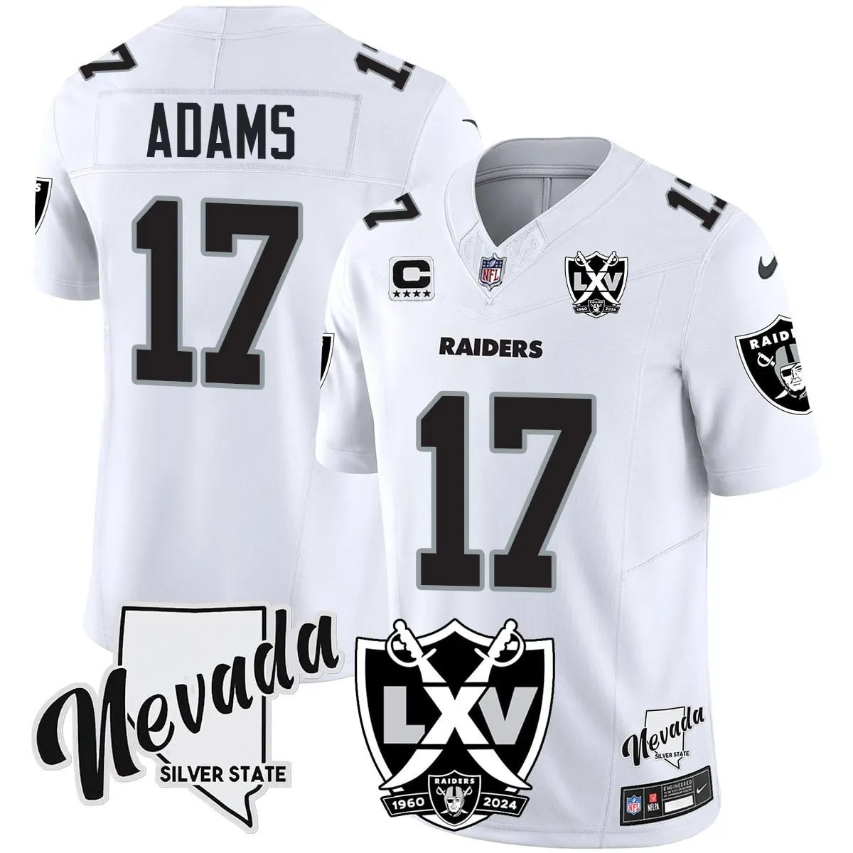 Las Vegas Raiders Nike 2024 65th Anniversary Vapor Limited Stitched Jersey - Silver - Image 25