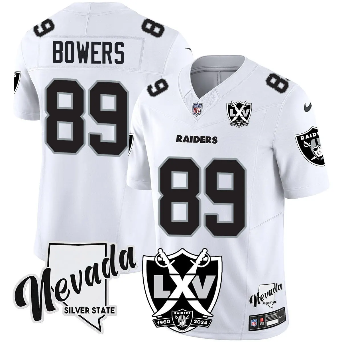 Las Vegas Raiders Nike 2024 65th Anniversary Vapor Limited Stitched Jersey - Silver - Image 26