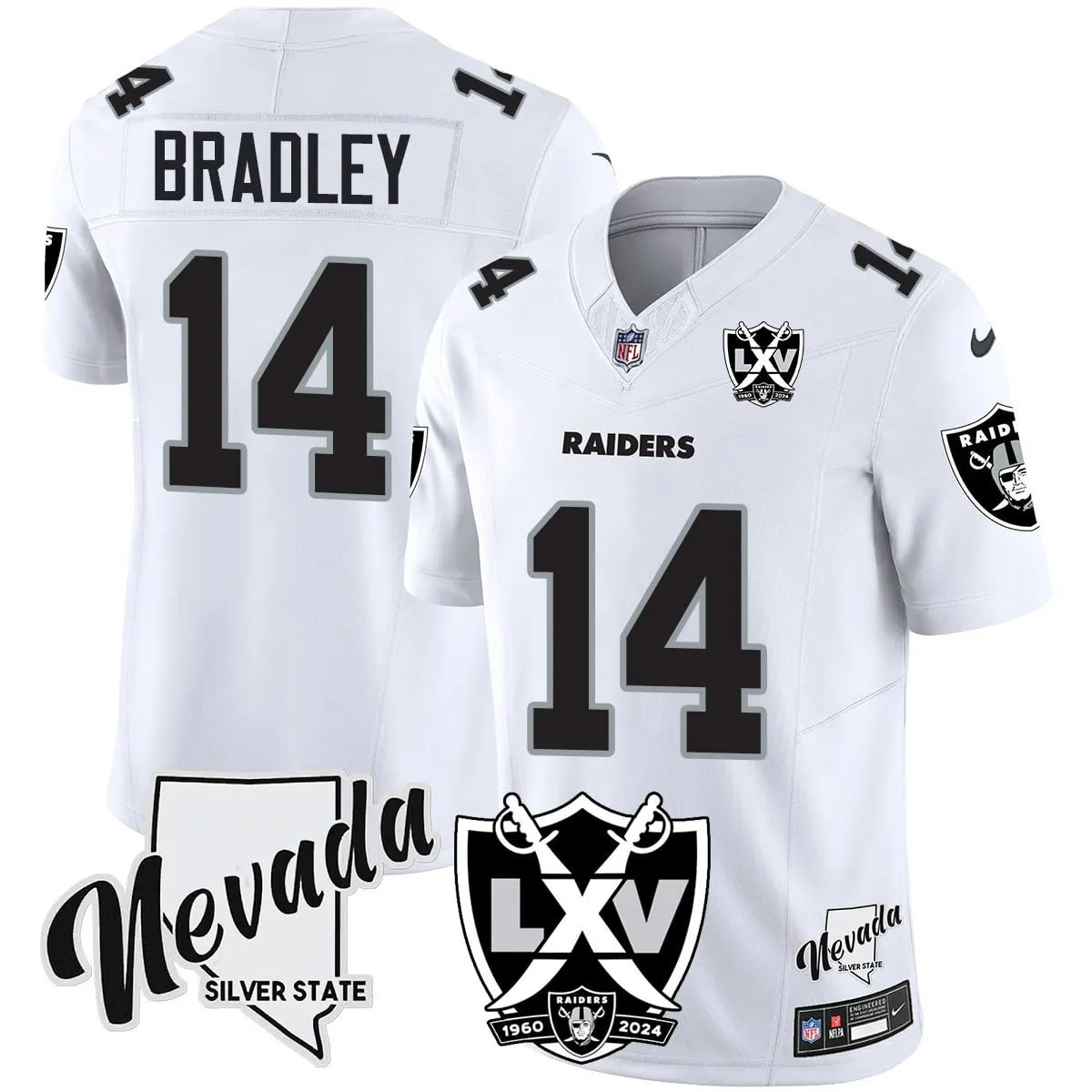 Las Vegas Raiders Nike 2024 65th Anniversary Vapor Limited Stitched Jersey - Silver - Image 27