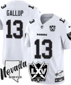 Las Vegas Raiders Nike 2024 65th Anniversary Vapor Limited Stitched Jersey - Silver - Image 28