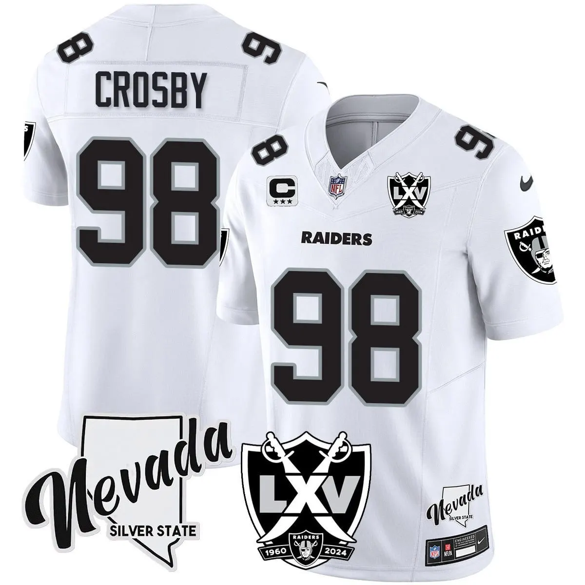 Las Vegas Raiders Nike 2024 65th Anniversary Vapor Limited Stitched Jersey - Silver - Image 31