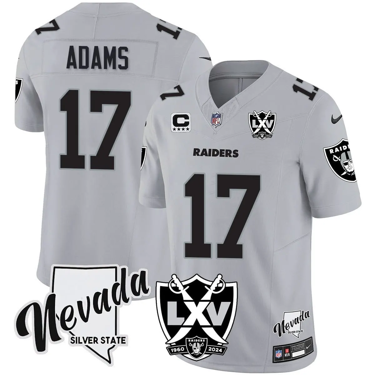 Las Vegas Raiders Nike 2024 65th Anniversary Vapor Limited Stitched Jersey - Silver
