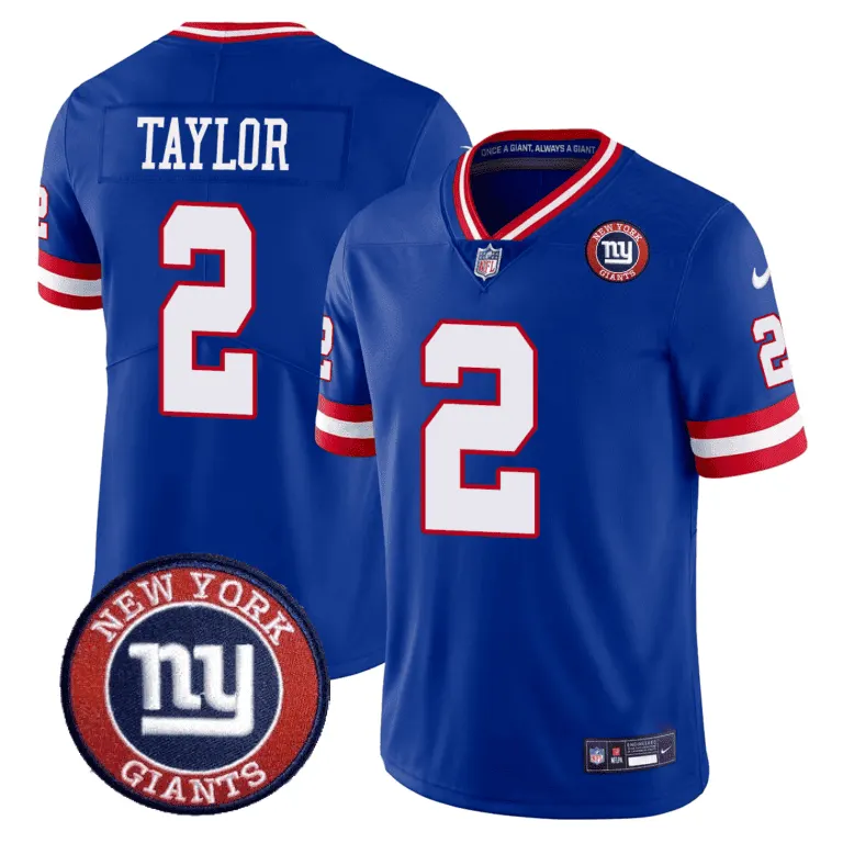 New York Giants Nike Logo Patch Limited Stitched Jersey - Blue - Image 4