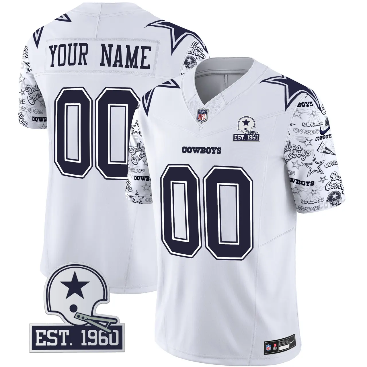 Pattern Style Dallas Cowboys Nike Vapor Custom Limited Stitched Jersey - Royal Blue - Image 3