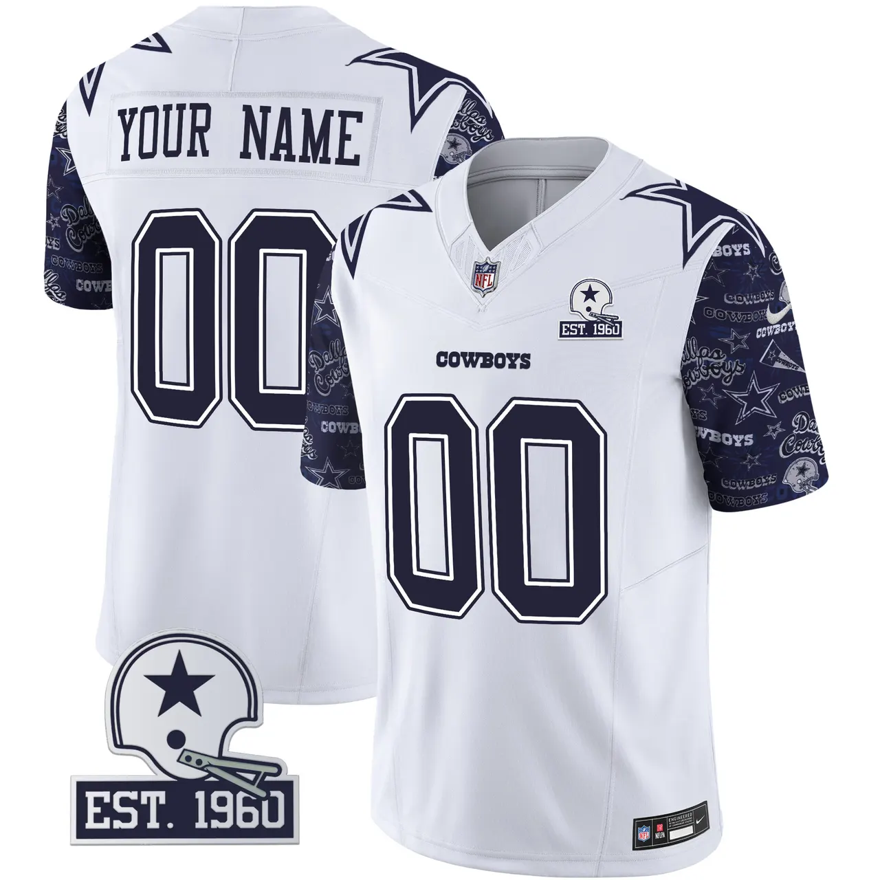 Pattern Style Dallas Cowboys Nike Vapor Custom Limited Stitched Jersey - Royal Blue - Image 4