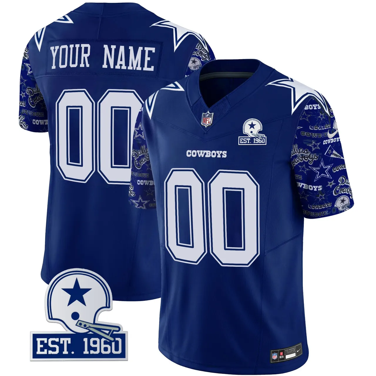 Pattern Style Dallas Cowboys Nike Vapor Custom Limited Stitched Jersey - Royal Blue