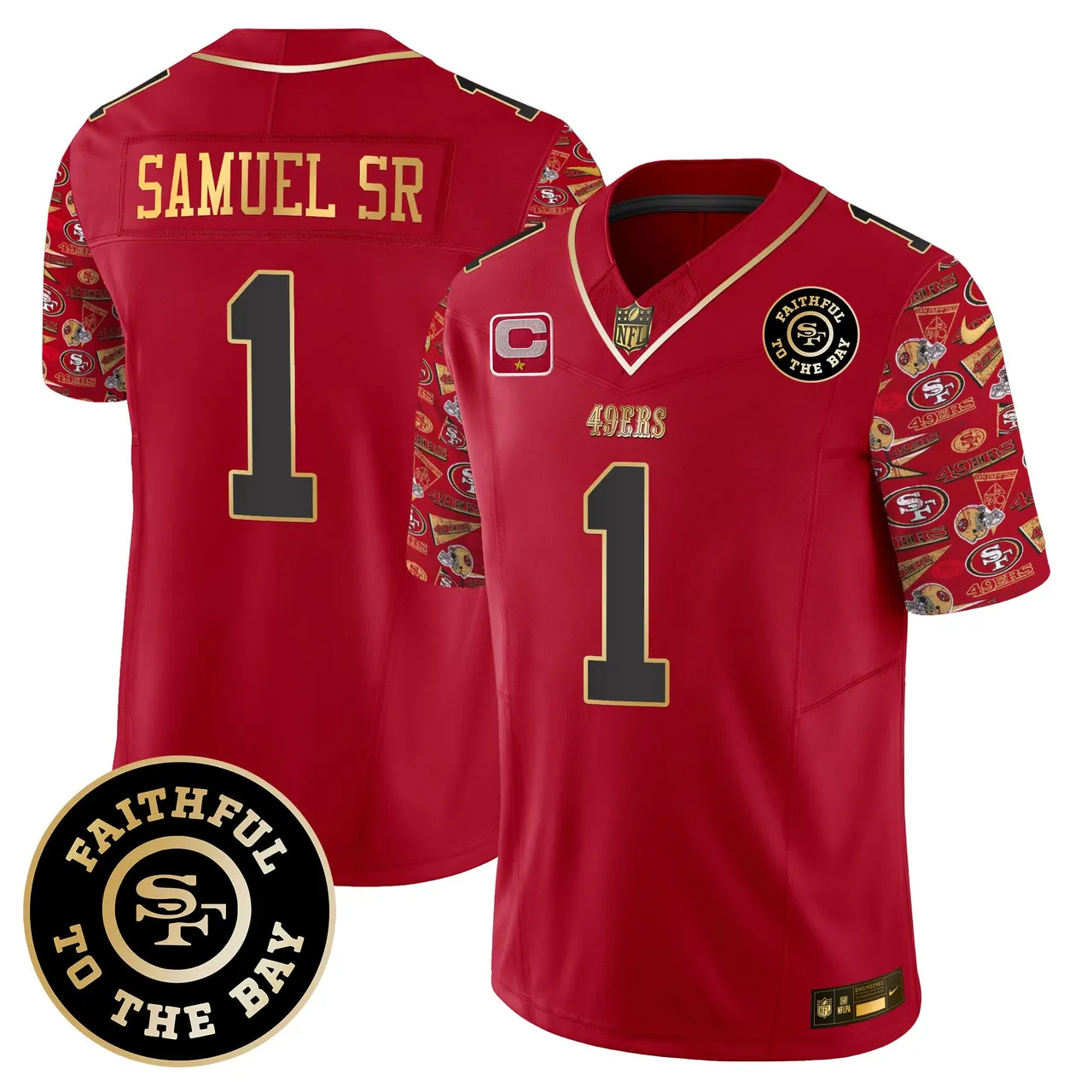 San Francisco 49ers Nike Pattern Style Vapor Limited Stitched Jersey - Red - Image 2