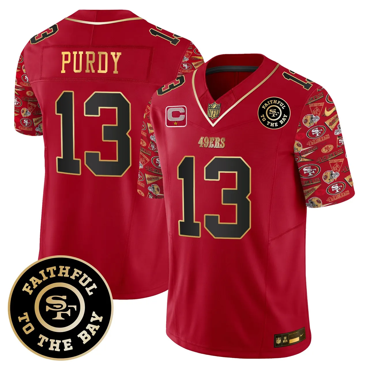 San Francisco 49ers Nike Pattern Style Vapor Limited Stitched Jersey - Red - Image 3