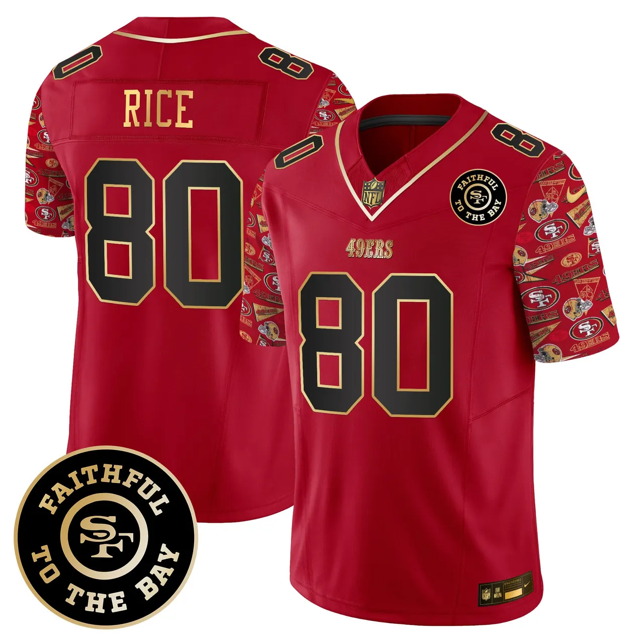 San Francisco 49ers Nike Pattern Style Vapor Limited Stitched Jersey - Red - Image 6