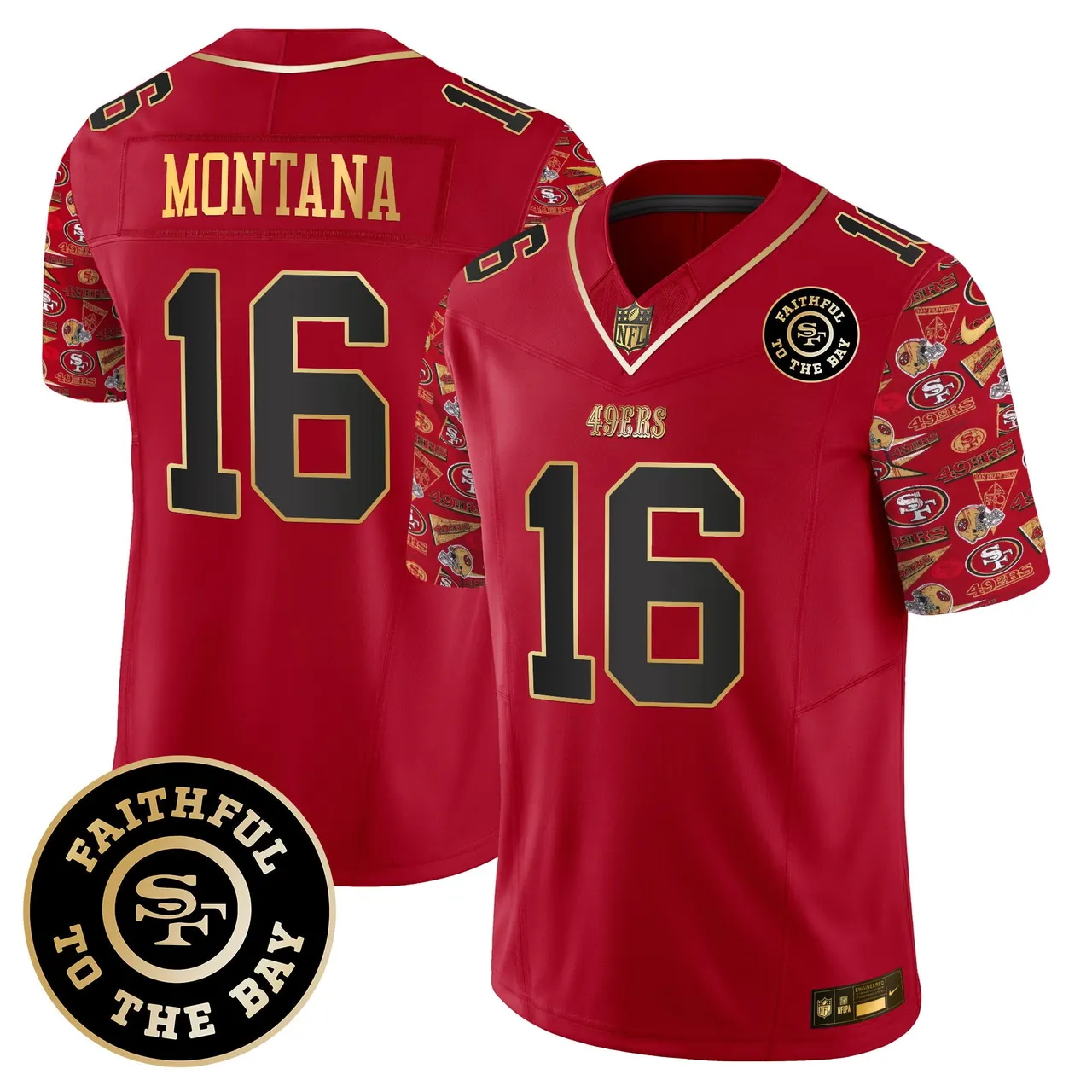 San Francisco 49ers Nike Pattern Style Vapor Limited Stitched Jersey - Red - Image 8