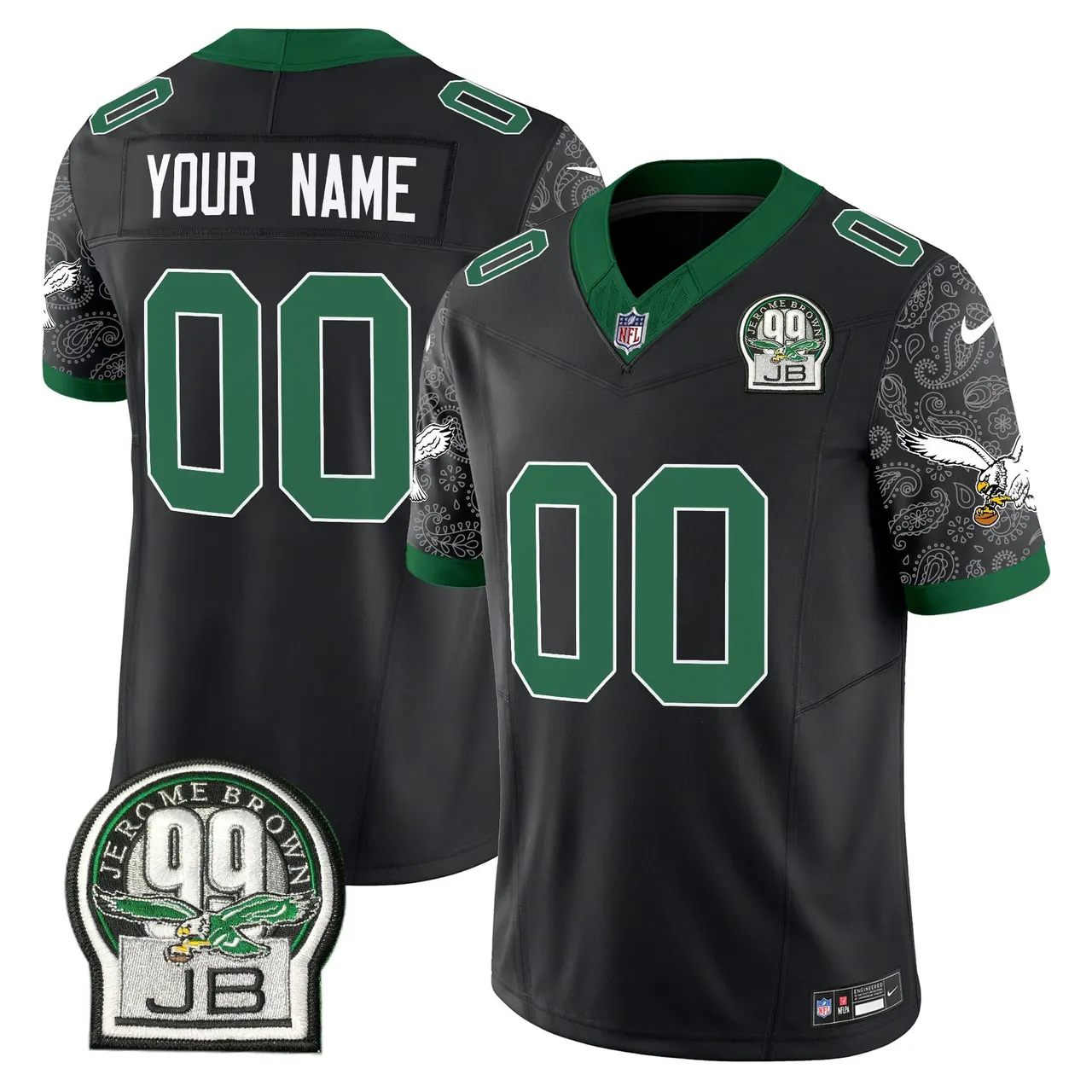 Philadelphia Eagles Nike Vapor Custom Limited Stitched Jersey - Kelly Green - Image 3