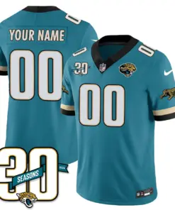 Jacksonville Jaguars Nike Throwback 1990s Uniforms Custom Stitched Jersey - White - Image 3