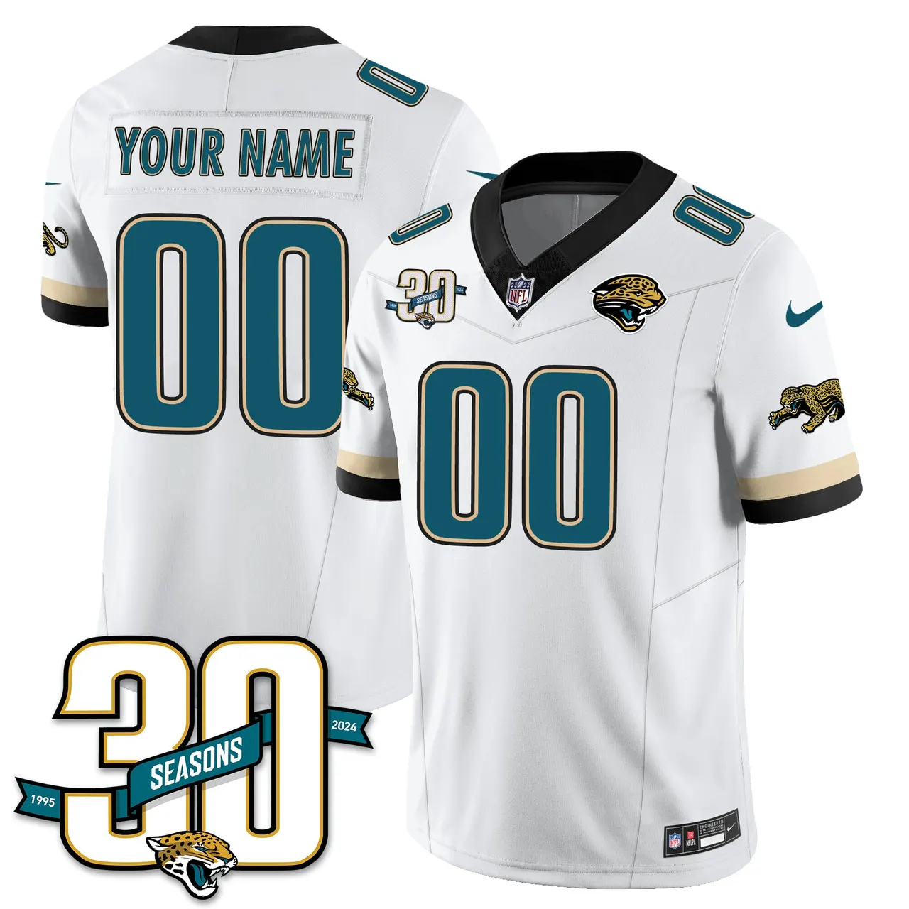 Jacksonville Jaguars Nike Throwback 1990s Uniforms Custom Stitched Jersey - White