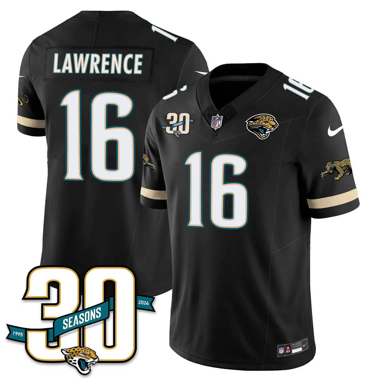 Jacksonville Jaguars Nike Throwback 1990s Uniforms Stitched Jersey - Teal - Image 2