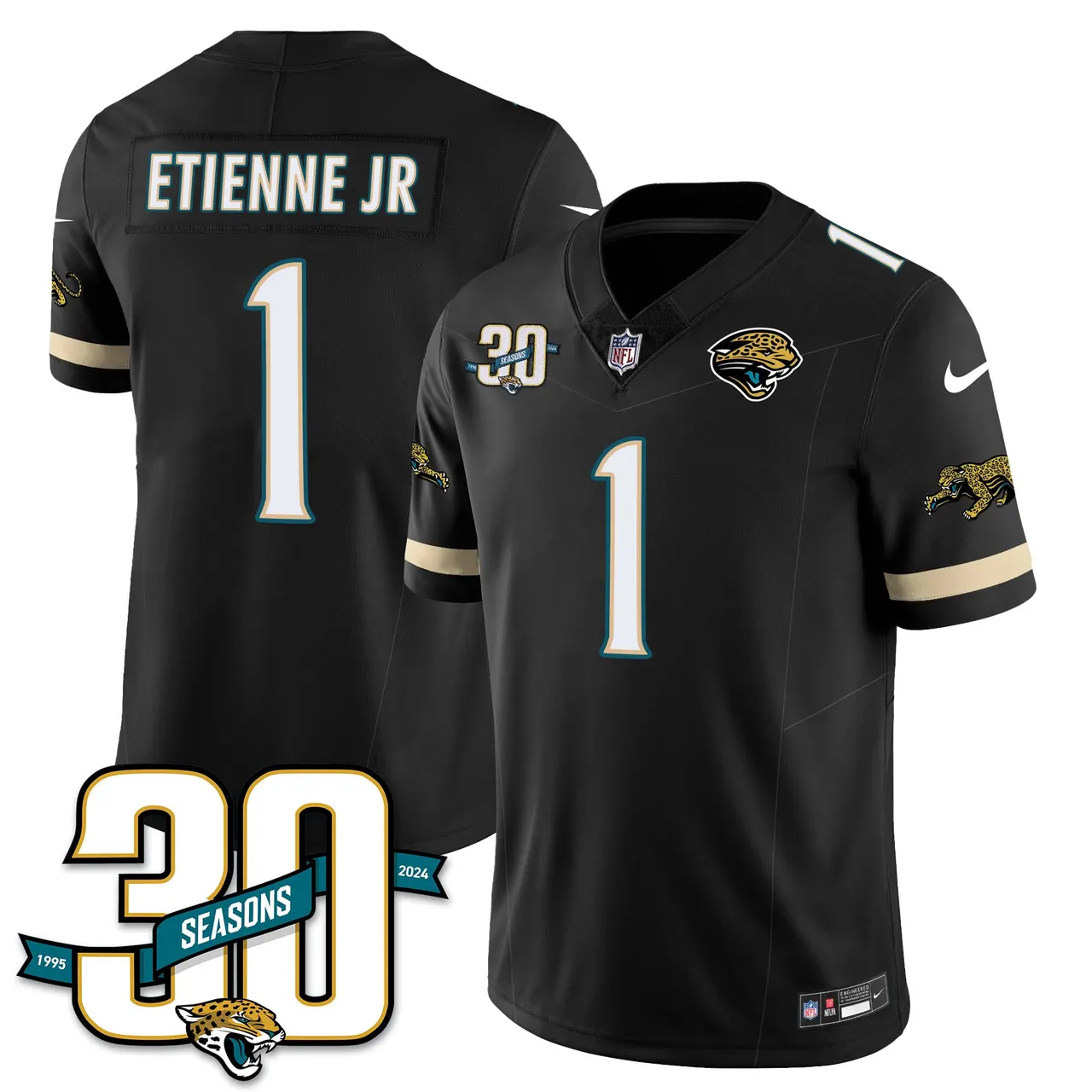 Jacksonville Jaguars Nike Throwback 1990s Uniforms Stitched Jersey - Teal - Image 4