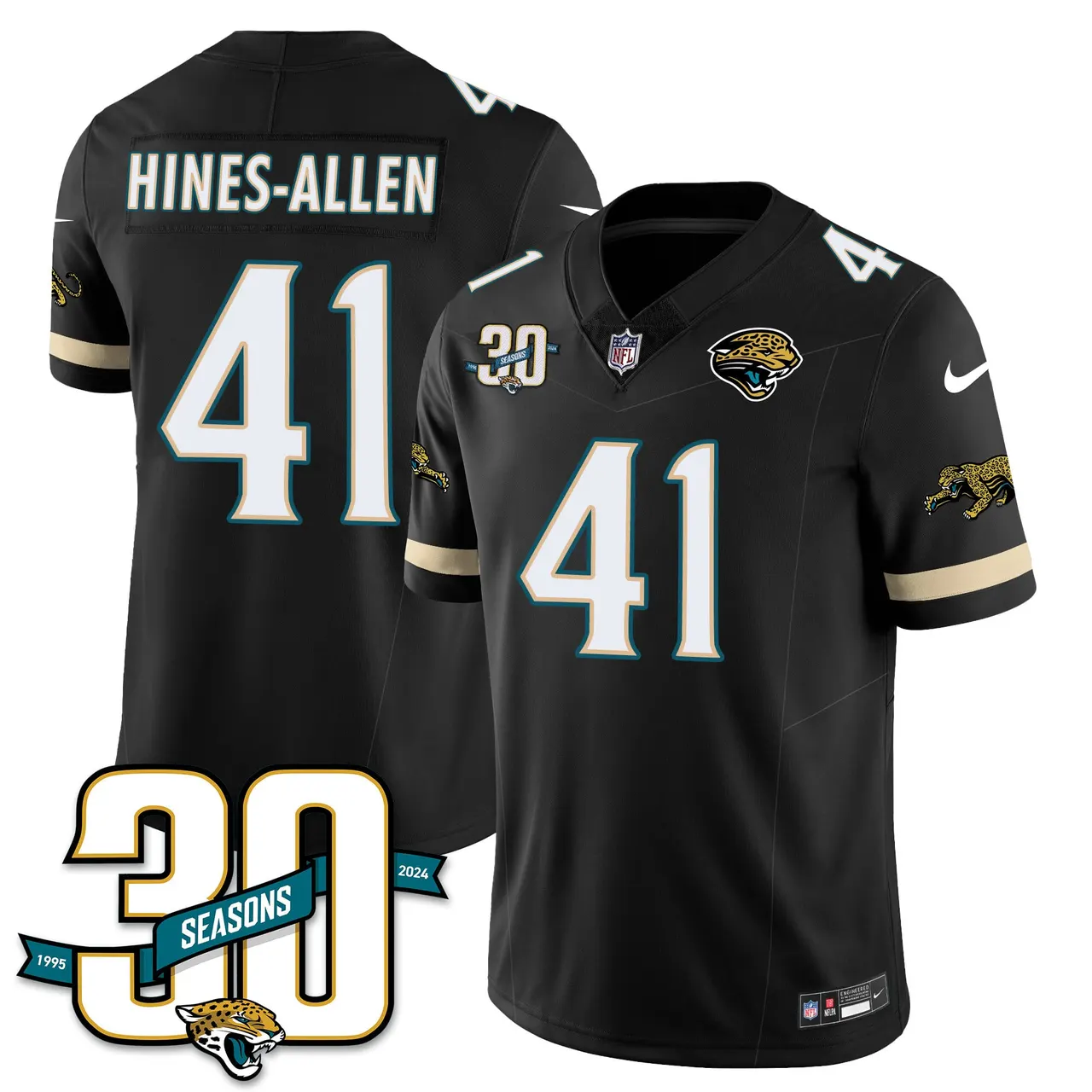 Jacksonville Jaguars Nike Throwback 1990s Uniforms Stitched Jersey - Teal - Image 5