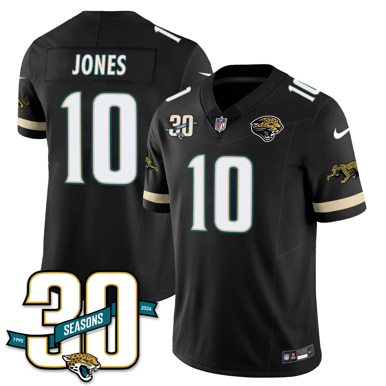 Jacksonville Jaguars Nike Throwback 1990s Uniforms Stitched Jersey - Teal - Image 6
