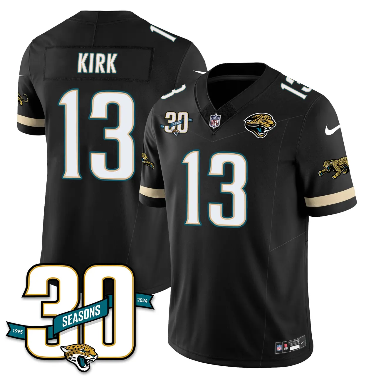 Jacksonville Jaguars Nike Throwback 1990s Uniforms Stitched Jersey - Teal - Image 7