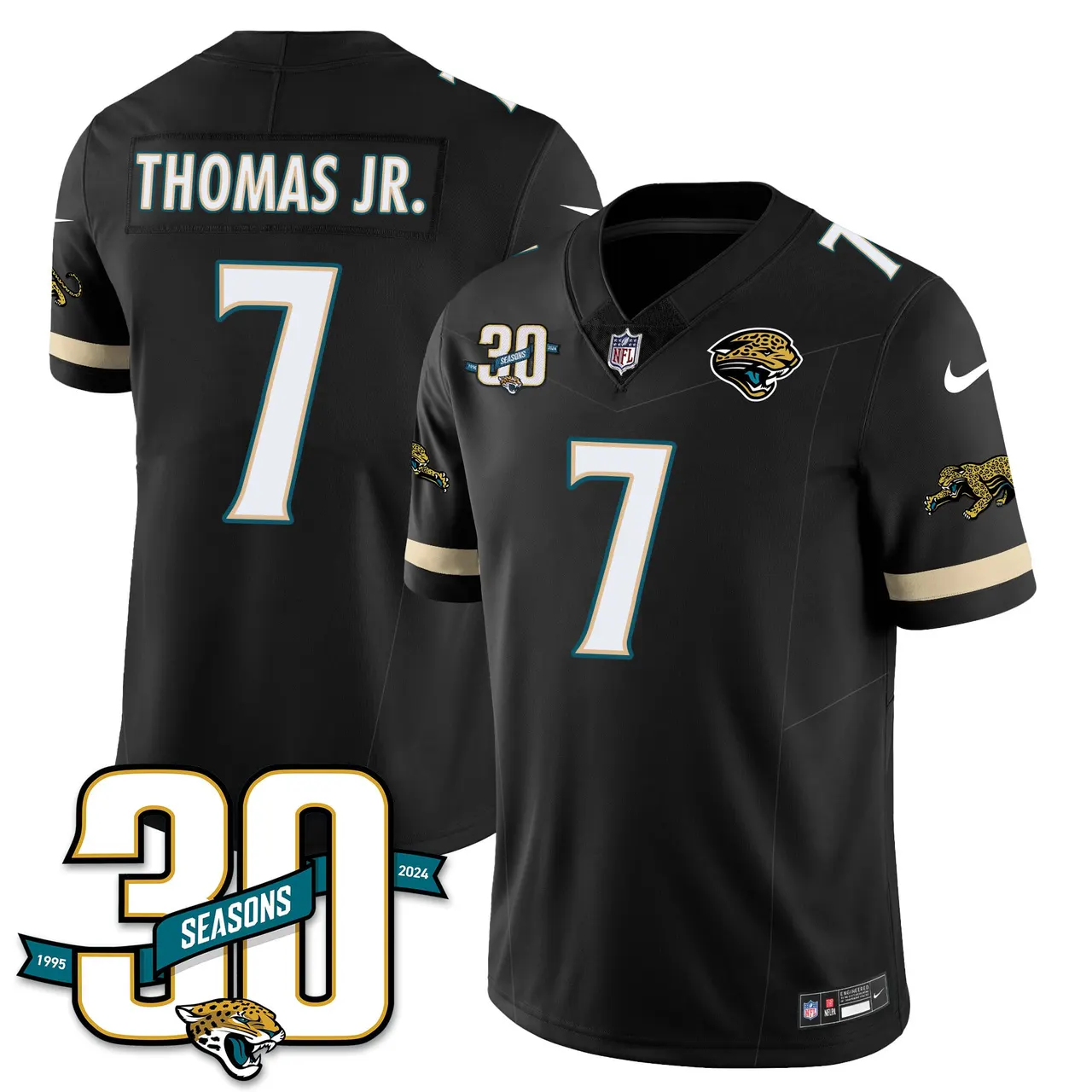 Jacksonville Jaguars Nike Throwback 1990s Uniforms Stitched Jersey - Teal - Image 8