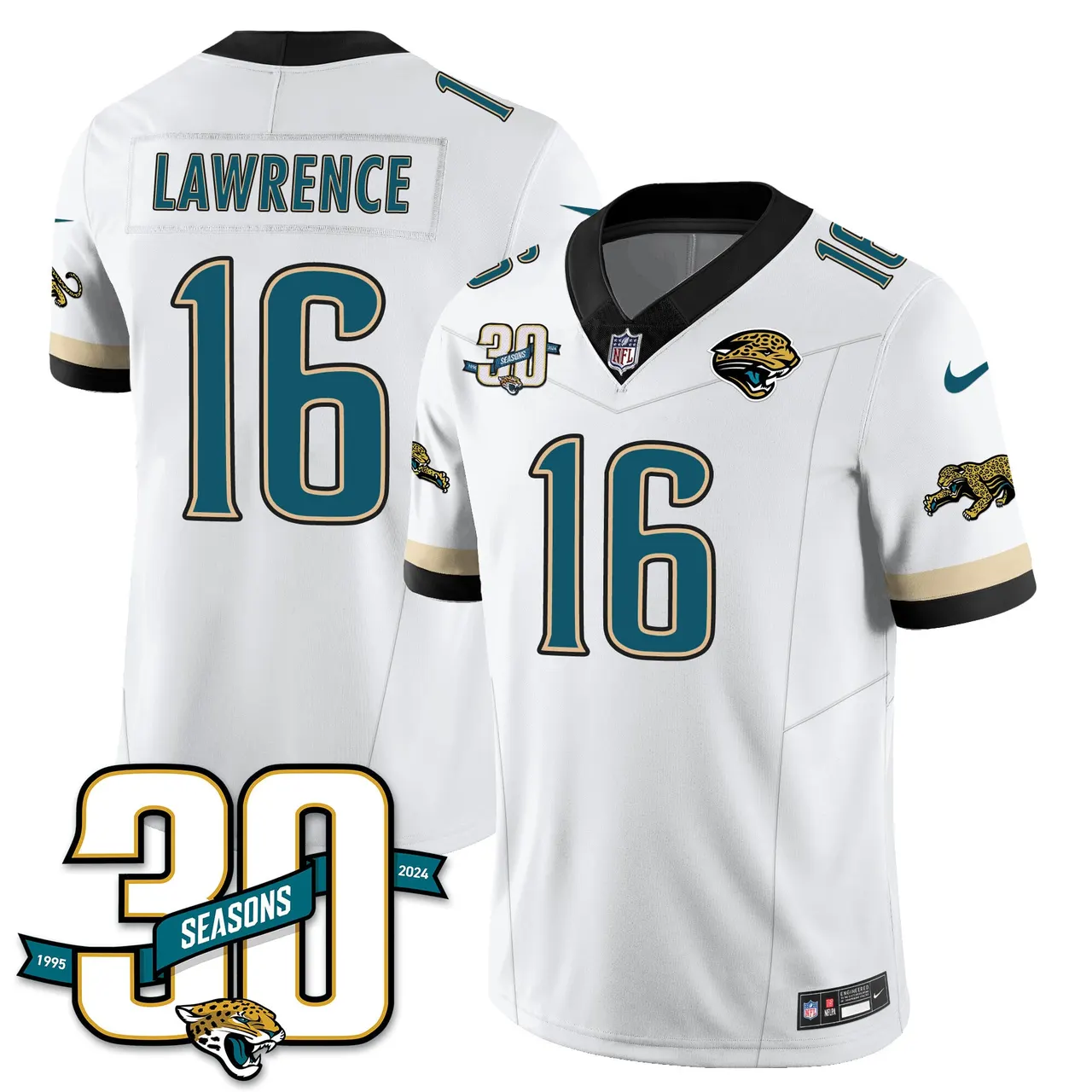 Jacksonville Jaguars Nike Throwback 1990s Uniforms Stitched Jersey - Teal - Image 9